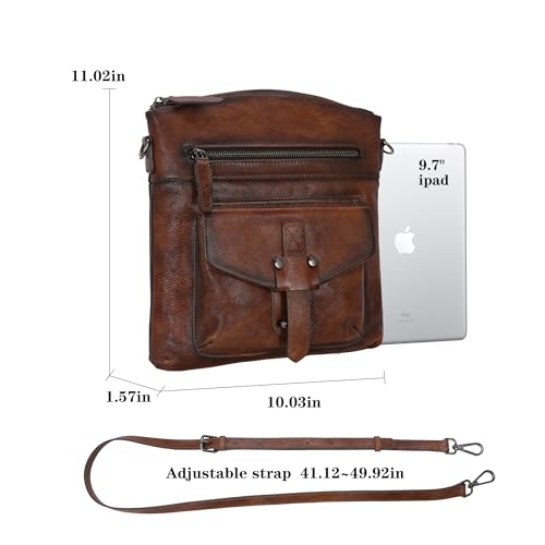 HESHE Leather Crossbody Bags for Women Shoulder Handbags Satchel Purse | Spacious Medium Crossover Shoulder Purse with Adjustable Sling Straps Lightweight Hobo Bags for Work,Travel and Daily Use - color: Coffee