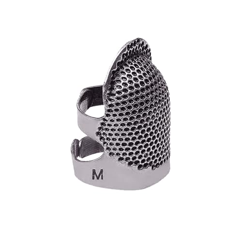 1 Pcs Adjustable Metal Sewing Thimble Finger Protector Open Top Ring Thimble Fingertip Shield for Quilting Embroidery Hand Sewing Tool(Silver, M) - color: Silver|M