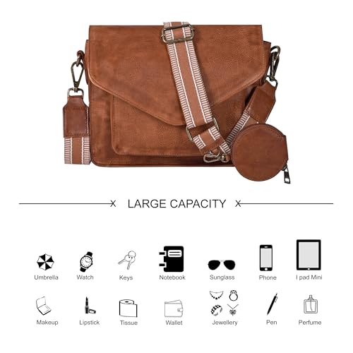 Ozora Genuine Leather Crossbody Purse for Women, Shoulder Bag - color: Tan Coin Web