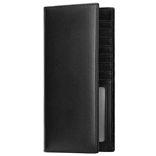 FALAN MULE Wallets for Men Genuine Leather RFID Blocking Slim Mens Wallet Bifold Credit Card Holder for Men - color: Black