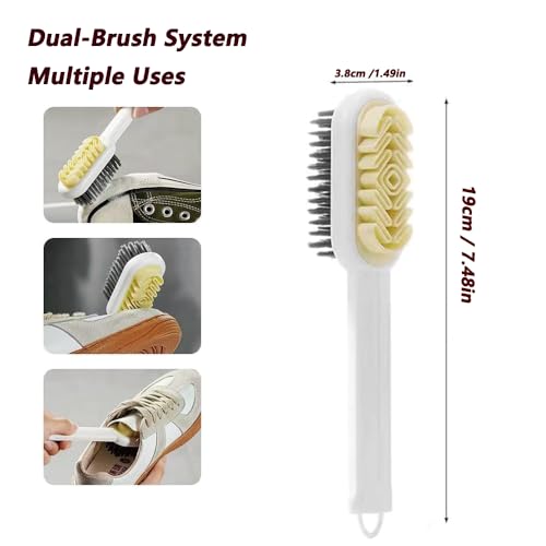 2-in-1 Suede Brush & Eraser for Shoes – White | Rubber Brush With Soft Plastic Bristles; Cleans Suede, Nubuck & Delicate Leather; Built-In Eraser Block - color: White
