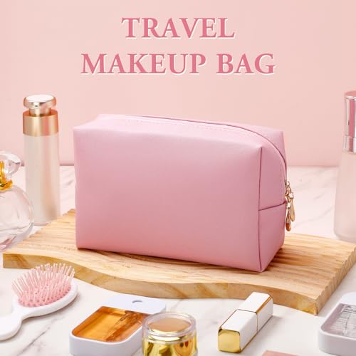 Kigeli Leather Makeup Bag PU Leather Cosmetic Pouch Wide-open Waterproof Toiletry Organizer with Dividers Travel Bag Birthday Valentine's Day Gifts for Women Friend Sister Daughter BFF(Pink) - color: Pink