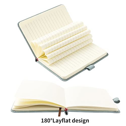 2Pack Pocket Notebook Small Notebook Journal Notebook 4 inches x 5.7 inches 200 Pages Leather Cover With Pen Holder Page Marker Ribbons(Blue) - color: Blue