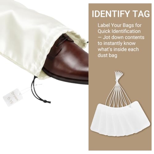 Q&J Fabric Co. 6 Pack Satin Dust Bag 17.7x7.9 inch Beige 100% Polyester Silk Bag Purse Dust Bag Shoe Bags for Closet Purse Protector Bag Dust Covers for Purses - color: Beige, size: 17.7"x7.9"