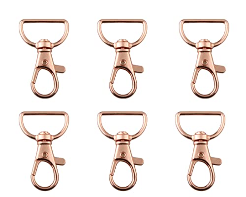 50pcs Swivel Lobster Claw Clasps Snap Hook with 20mm D Ring for DIY Handbag Purse Straps Belting Leather Craft (Rose Gold) - color: Rose Gold