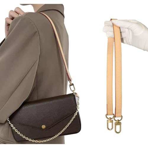 Vachetta Leather Handbag Strap, Suitable for Changing Shoulder Straps on L V Handbags and Bucket Bags(Apricot-W:0.7in,L：25.6in) - color: Apricot-W:0.7in-L：25.6in