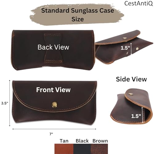 Leather Eyeglass Case Genuine Leather Sunglasses Case Eyewear Pouch Glasses Sleeve Slim Unisex Eyeglass Holder