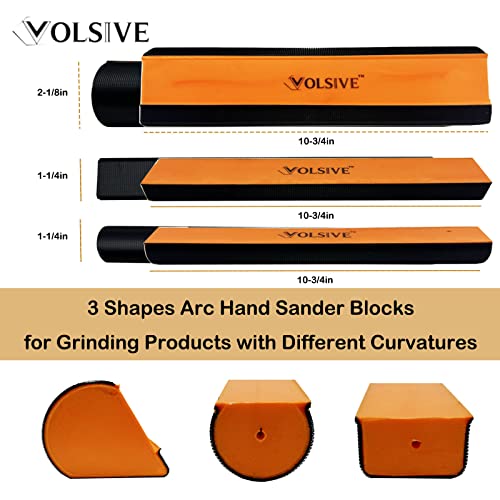 VOLSIVE 7pcs Hand Sanding Block Set, Rectangle Handheld Sanding Pad, Hook and Loop Interchangeable Assorted Shapes, for Sanding or Polishing in Auto Body and Paint Shops - Orange - color: Sanding Block, size: Orange 7pcs Set-Short Hook