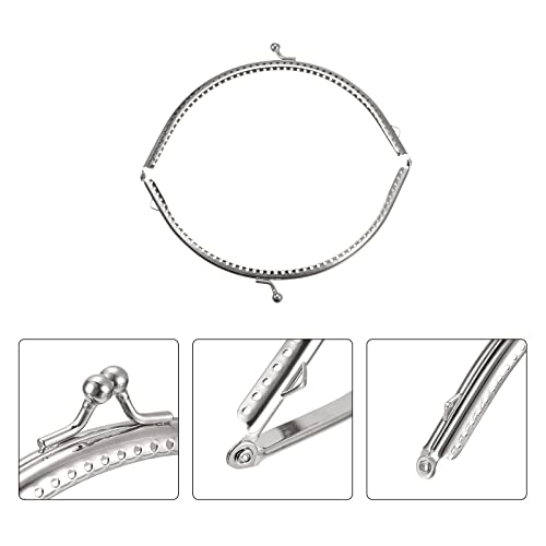 uxcell Metal Purse Frames - 6.1" 5Pcs Kiss Lock Clasp Frame Arch Embossed Clutch Frame Handles for Coin Purse Sewing Bag Making DIY Craft, Silver Tone - size: 6.1"