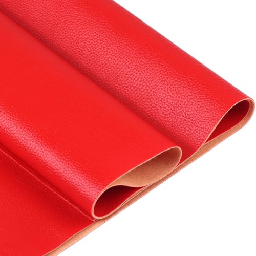 Ramya Faux Leather Sheets Roll 12" X 53"(30cm X 135cm) Upholstery Faux Leather Suitable for Handmade DIY, Earrings, Hair Clips, Sewing Crafts Projects (Red) - color: Red
