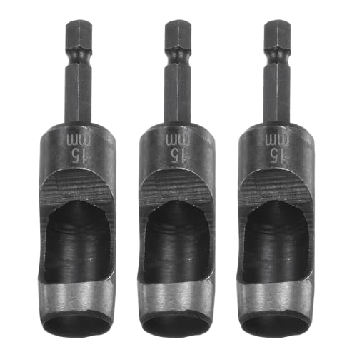 HARFINGTON 3pcs Leather Hollow Punch 1/4 Hex Shank for Drills, 15mm Dia Rotary Hole Punch for Thick Fabrics Leathercraft Working - size: 15mm