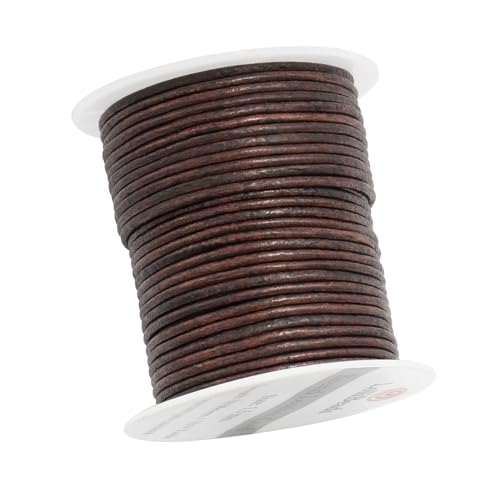 (TM) 1.5 mm Genuine Round Leather Cord Braiding String, Antique Brown Distressed, 10 Meters (10 Yards) - color: Antique Brown Distressed, size: 1.5 mm_10 yards