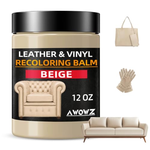 Leather Recoloring Balm, Leather Couch Repair Kit, Leather Restorer for Couches, Leather Scratch Repair, Leather Recoloring Balm for Faded & Scratched Leather Couches (Beige, 12 OZ) - color: Beige, size: 12 OZ