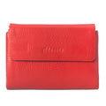Women's Bifold Wallet, Genuine Leather, Magnetic, ID Window | Holds 10+ Cards, 2 Zip Coin Pockets, Pebbled Cowhide, Snap Closure, Large Capacity, Multiple Colors, Compact 5.5x3.9in - color: B-Red
