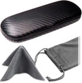 MyEyeglassCase Men Small Glasses case - Eyeglasses Hard Shell Holder Pouch & Cloth-Reading Slim & Narrow Case Heavy Duty - color: S5 Carborn Black
