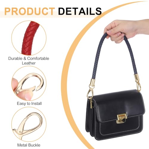 uxcell 2 Pcs Leather Purse Strap, 15.7 Inch PU Leather Braided Purse Replacement Shoulder Strap for Handbags with Buckle for DIY Handbag Purse Making, Bright Red - color: Bright Red