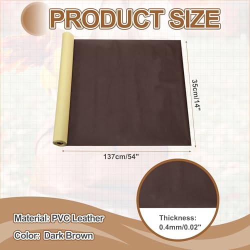 MECCANIXITY Leather Repair Patch 14"x54" Self-Adhesive Leather Vinyl Repair Tape Kit for Furniture Couches Sofa Chair Car Boat Seats Jackets, Dark Brown - color: Dark Brown