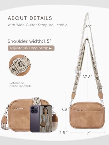 CLUCI Crossbody Bags for Women Crossbody Purses for Women Cross Body Bag Crossbody Purse with Adjustable Wide Strap | Womens Cross Body Bag Purse, Adjustable Wide Strap, Gifts for Women - color: 1-ten-1light Brown