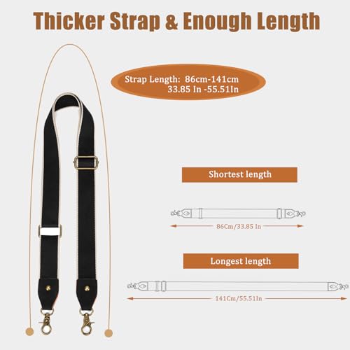 Purse Strap, 1.5" Cowhide Head Wide Shoulder Bag Strap Adjustable Replacement,Jacquard Embroidery Crossbody Bag Straps - color: Blackwhite