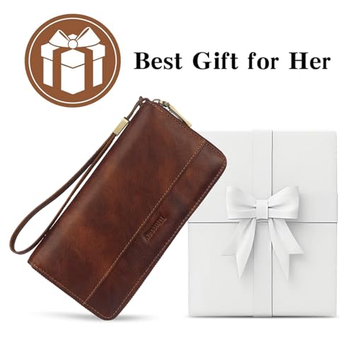 Leather Wallet for Women RFID Blocking Wristlet Wallet(red) | Large Capacity Design With 12 Credit Card Slots,Zip Coin Pocket,Cash Pocket,Detachable Wristlet,Daily Shopping Travel Wallet - color: a8-red
