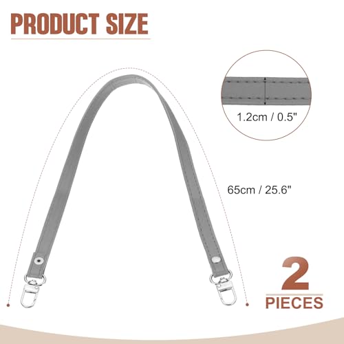 PATIKIL Leather Purse Handle Strap, 2 Pcs 26 Inch Leather Purse Strap Replacement DIY Women Clutch Bag Handbag Top Handle Strap Repair Accessories, Grey - color: Grey, size: 26 Inch