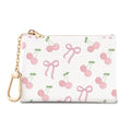 Cherry Bow Keychain Cute Coin Purse for Women, Small Change Pouch | Zipper Key Chain Purse, Little Mini Zip Pocket, PU Leather, Travel Wallet for Girls, Coin Cash Holder, Key Ring, Women Gifts - color: Coquette Bow