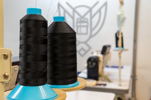 ~ TEX 70 Nylon Thread ~ Size B69 ~ Bonded Finish ~ 6000 Yards ~ Industrial Strength ~ Ideal for Upholstery, Leather, and Heavy Duty Sewing Projects ~ 2 Pack ~ Black - color: Black., size: 2 Pack