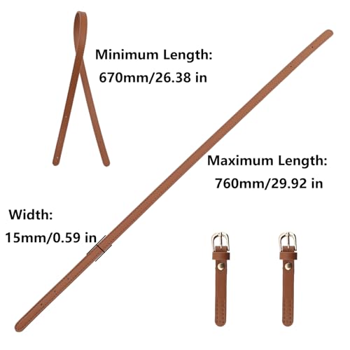 Semetall PU Leather Replacement Purse Straps 2 Pcs 67cm to 76cm Brown - color: Brown