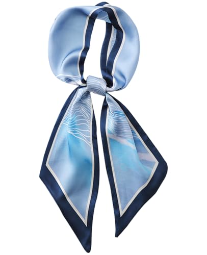 Head Scarf Purse Handle Neck Satin Hair Scarfs For Bag Lightweight Silky Long Thin Women's Fashion Scarves 59 * 5.9” - color: H19-water Ripple(59*5.9inch)