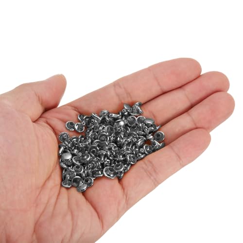 HARFINGTON 100 Sets Double Cap Leather Rivets, 6x6mm Round Cap Tubular Metal Studs Leather Crafting Rivets for Fabric Belt Pet Collar Boot Bag Repair and Decoration, Gunmetal - color: Gunmetal, size: 6x6mm