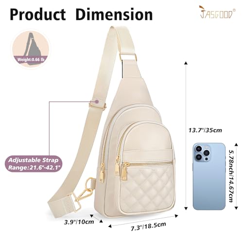 Sling Bag for Women Crossbody Leather Fanny Packs Chest Bag Fashion Sling Backpack Travel JASGOOD - color: Khaki