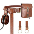 Renaissance Belt Pouch Medieval Pirate Costume Accessories Set for Cosplay | Viking Faux Leather Waist Bag, Skirt Hike Clips, Perfect for Women and Men Ren Faire, LARP, Fantasy, Halloween - color: Brown-C