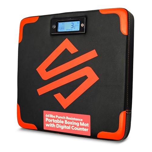 SQUATZ Portable Boxing Mat with Digital Counter – Wall-Mounted Punching Pad with Accurate Punch Strength Tracker, Built-in Foam & Home Gym Training Equipment