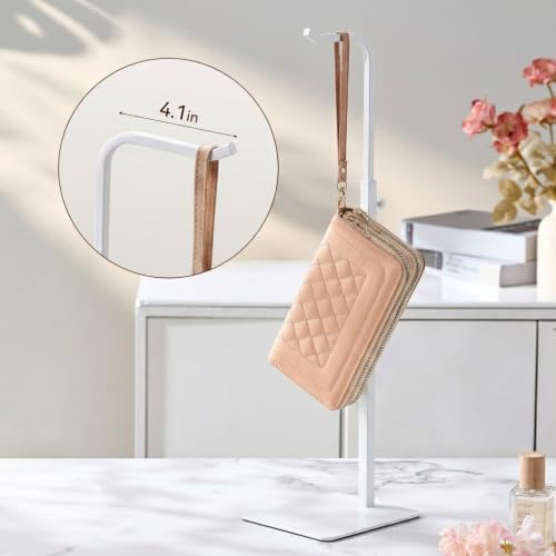 niffgaff 4 Pack Adjustable Purse Holder: Handbag Display Stand, Hanger Rack for Bags, Purses and Wreaths, Tabletop Closet Desk Retail Vendor Display Stand, White - color: White