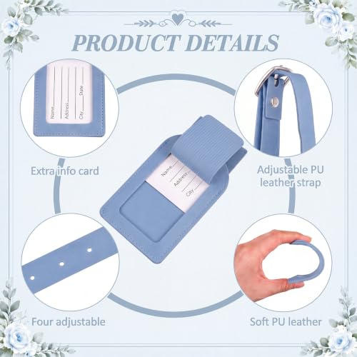 Hillban 50Pcs Leather Luggage Tags for Suitcase,Wedding Favors - color: Light Blue