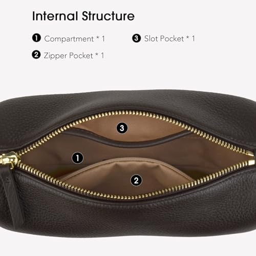 DONNAIN Premium Full Grained Leather Crossbody Purses and Barrel Bag - color: Coffee
