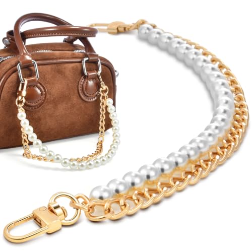 1 Pack Purse Charms for Handbags, Gold Pearl Purse Chain Straps Replacement | Pearl Purse Chain for Handbags, Bag Charms and Purse Accessories for Women - color: A-Gold