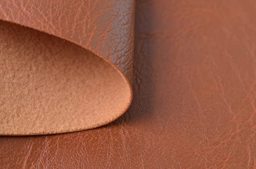 Wento Thick Faux Leather Fabric Soft Skin Grain PU Leather for Furniture Cover Reupholster Sofa Chairs Cushions Vinyl Upholstery (1 Yard, Cinnamon Brown) - color: Cinnamon Brown, size: 1 Yard (54" x 36")