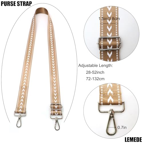 Adjustable Brown Purse Strap - 1.5" Wide Handbags, Camera, Guitar, Phone & Crossbody Bag Replacement Shoulder Straps(Silver Hardware) - color: Purse Strap-Silver hook-T501