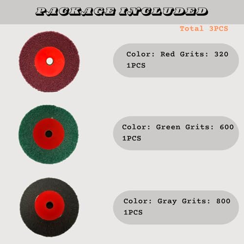 3PCS 4 Inch Bench Grinder Polishing Wheels, 320/600/800 Grit Tight Weave Tough Polishing Burnishing Wheel, Nylon Abrasive Flap Wheel for Refurbishing Golf Clubs Metal Copper, 1.2" Thickness 1/2" Arbor