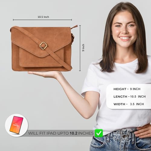 Ozora Genuine Leather Crossbody Purse for Women, Shoulder Bag - color: Cognac Hunter