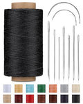 218 Yards Waxed Thread Waxed Leather Thread with Heavy Duty Sewing Needles | Black Leather Sewing Waxed Threads with Heavy Duty Needles Thread for Hand Sewing Leathercraft Repair Leather Shoes Bags Sofa - color: Black