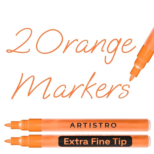 ARTISTRO Orange Acrylic Paint Markers - 0.7mm Extra Fine-Tip - Set of 2 - color: Orange