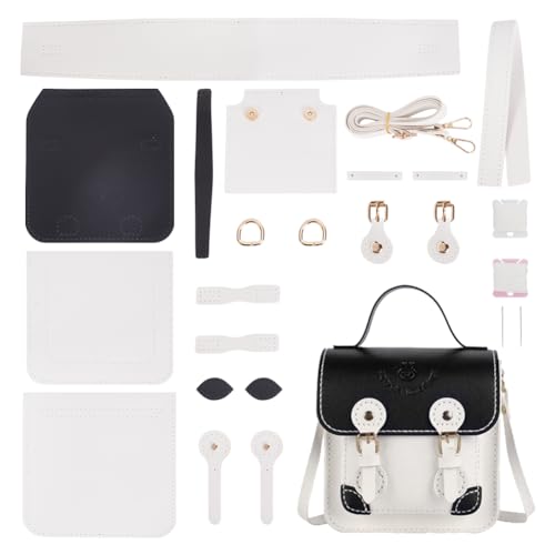 WADORN DIY PU Leather Shoulder Bag Making Set, PU Leather Crossbody Bag Material Craft Tool Set Woman Handmade Satchel Handbag Making Kit 16x6.5x20cm for Handmade Craft Bag Making Accessories, White - color: White