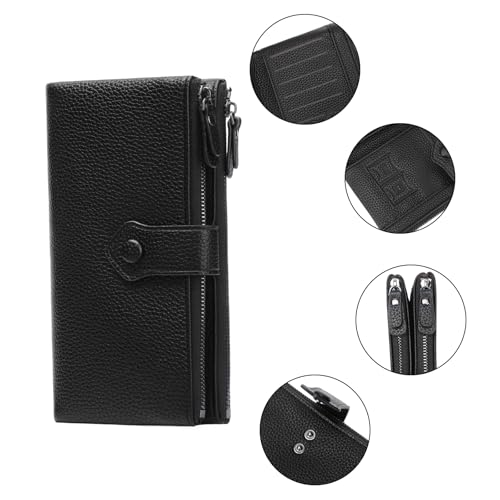 Women Soft Leather Wallets Slim Bifold RFID Blocking Ladies Credit Card Holder Double Zipper Pockets - color: B04 Brown
