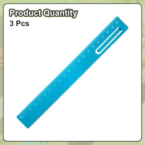 HARFINGTON 3pcs Straight Ruler 20cm Metric Metal Aluminum Alloy Measuring Bookmark Clip Ruler Scale Tool for Measure Study Reading Classroom Office, Blue - color: Deep Blue, size: 20cm