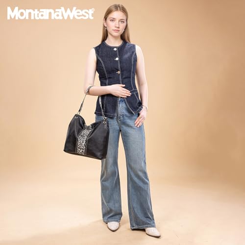 Purses for Women Hobo Bags Slouchy Shoulder Bag Tote Handbags | Stylish for Everyday Use, Zip-top Closure, Back Anti-theft Pocket, 3 Inner Pockets, Comfortable Wide Strap for Dating Errands - color: Z-black Leopard