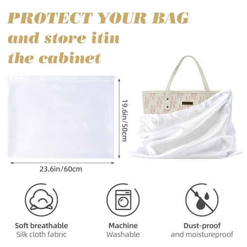 12 Pack Dust Bags for Handbags Travel Storage Pouch Silk Cloth Bag - color: A-White, size: 23.6x19.6in