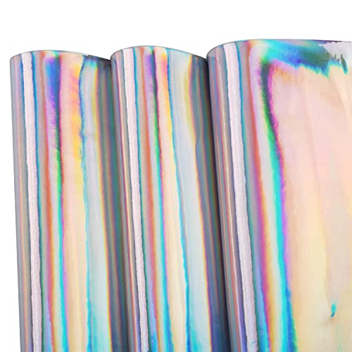 HGUAN Holographic Vinyl Fabric 12"x53"(30cm x 135cm),1roll Faux Leather Sheets are Suitable for Bows,Leather Earrings and Other DIY Craft Items (Silver) - color: Silver