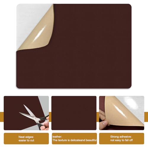 IANZE 2Pcs Leather Repair Patch, Self Adhesive Leather Repair Patch for Car Seats, Couches, Furniture, Sofa, Handbags, Office Chair (Red Brown) - color: Red Brown